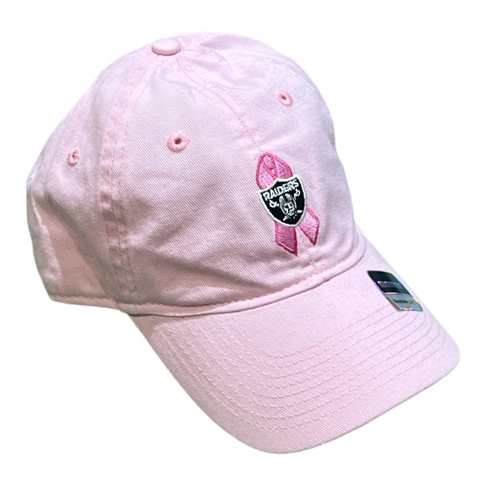Raiders Women Pink Breast Cancer Football Cap.